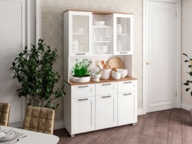 Буфет Катерини (дуб бельмунд/белое дерево) в Шайдурово - shajdurovo.mebel-nsk.ru | фото