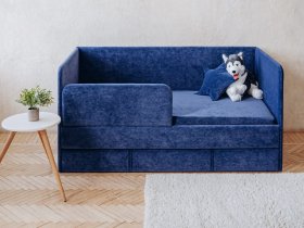 Диван-кровать Happy (синий) в Шайдурово - shajdurovo.mebel-nsk.ru | фото
