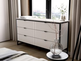 Комод 6 ящиков Нора (персидский жемчуг) в Шайдурово - shajdurovo.mebel-nsk.ru | фото