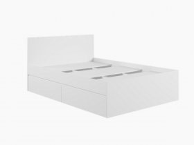 Кровать двуспальная с ящиками 1,4м Мадера-М1400 (белый) в Шайдурово - shajdurovo.mebel-nsk.ru | фото
