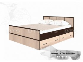 Кровать двуспальная с ящиками 1,4м Сакура (BTS) в Шайдурово - shajdurovo.mebel-nsk.ru | фото