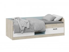 Кровать комбинированная «Оливер» Тип 1 401.003.000 (дуб крафт серый/белый/серо-голубой) в Шайдурово - shajdurovo.mebel-nsk.ru | фото