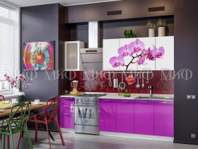 Кухонный гарнитур Орхидея (фиолетовый) в Шайдурово - shajdurovo.mebel-nsk.ru | фото