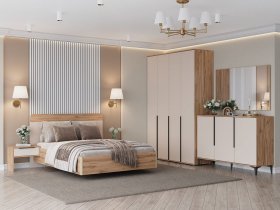 Модульная спальня Сицилия (дуб альпийский/тефия) в Шайдурово - shajdurovo.mebel-nsk.ru | фото