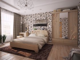 Модульная спальня Виктория-1 (дуб сонома) в Шайдурово - shajdurovo.mebel-nsk.ru | фото