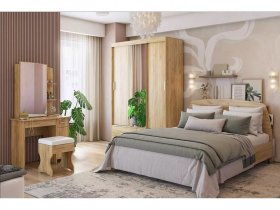 Модульная спальня Виктория-1 (дуб крафт золотой) в Шайдурово - shajdurovo.mebel-nsk.ru | фото
