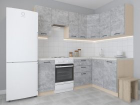 Модульная угловая кухня 1,4м*2,1м Лада (цемент) в Шайдурово - shajdurovo.mebel-nsk.ru | фото