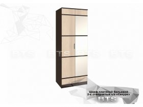 Шкаф двухстворчатый с зеркалом платяной-бельевой Сакура (BTS) в Шайдурово - shajdurovo.mebel-nsk.ru | фото