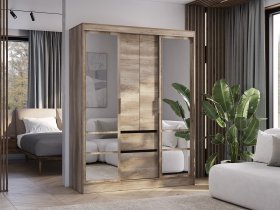 Шкаф-купе ШКК-06 Энигма (венге/дуб каньон) в Шайдурово - shajdurovo.mebel-nsk.ru | фото