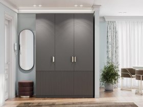 Шкаф трехстворчатый Эккервуд (Нью) (графит) в Шайдурово - shajdurovo.mebel-nsk.ru | фото
