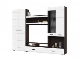 Стенка ГС-01 Либерти (венге/белый глянец) в Шайдурово - shajdurovo.mebel-nsk.ru | фото