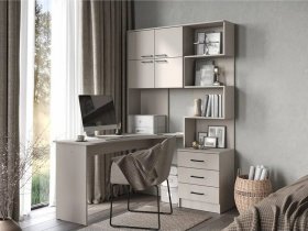 Стол компьютерный №1 Брауни левый (кашемир) в Шайдурово - shajdurovo.mebel-nsk.ru | фото