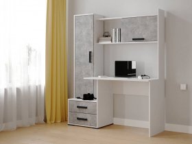 Стол письменный «Квартет-9» (белый/ателье светлое) в Шайдурово - shajdurovo.mebel-nsk.ru | фото