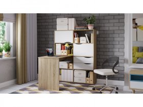 Стол письменный тип 7 (дуб сонома/белый ясень) в Шайдурово - shajdurovo.mebel-nsk.ru | фото