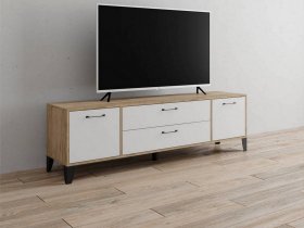 Тумба под ТВ Парус-13 (дуб крафт серый/белый) в Шайдурово - shajdurovo.mebel-nsk.ru | фото
